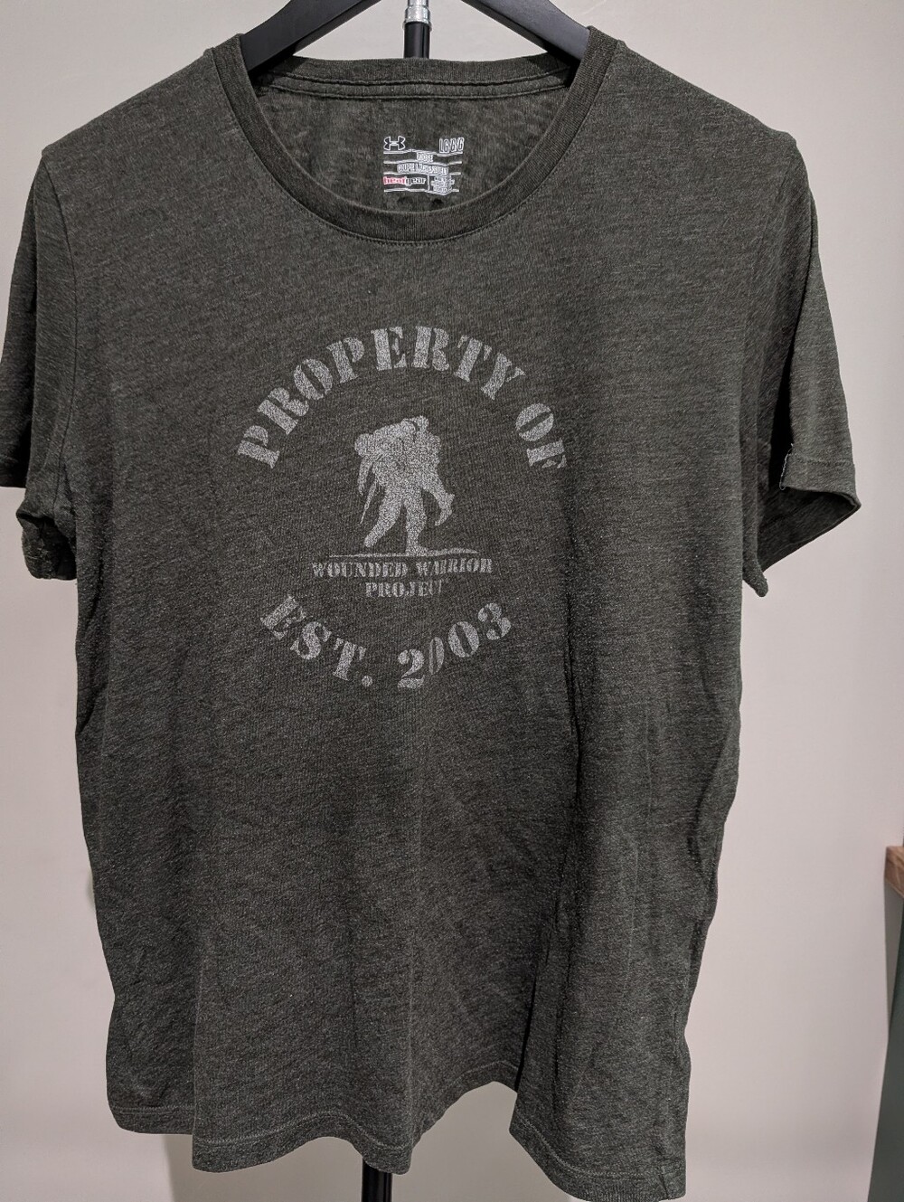 Under Armour LG Wounded Warrior Project Olive Green Graphic Crew Neck Tee